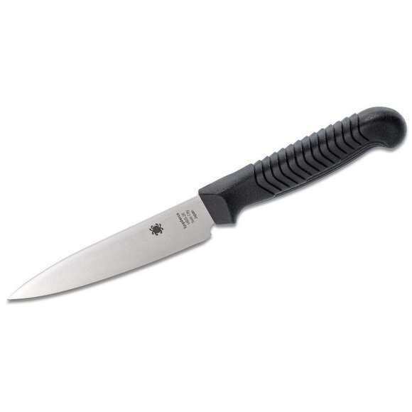 Spyderco Kitchen Utility Knife Black 4.5" Plain Blade K05PBK Seki Japan - Picture 1 of 5